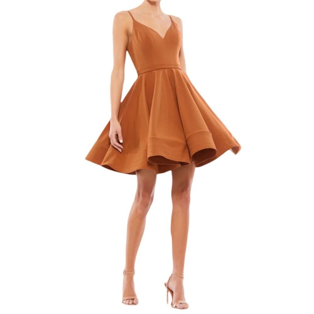 Ieena for Mac Duggal Caramel Low Back A-Line Party Dress 48775 Women’s